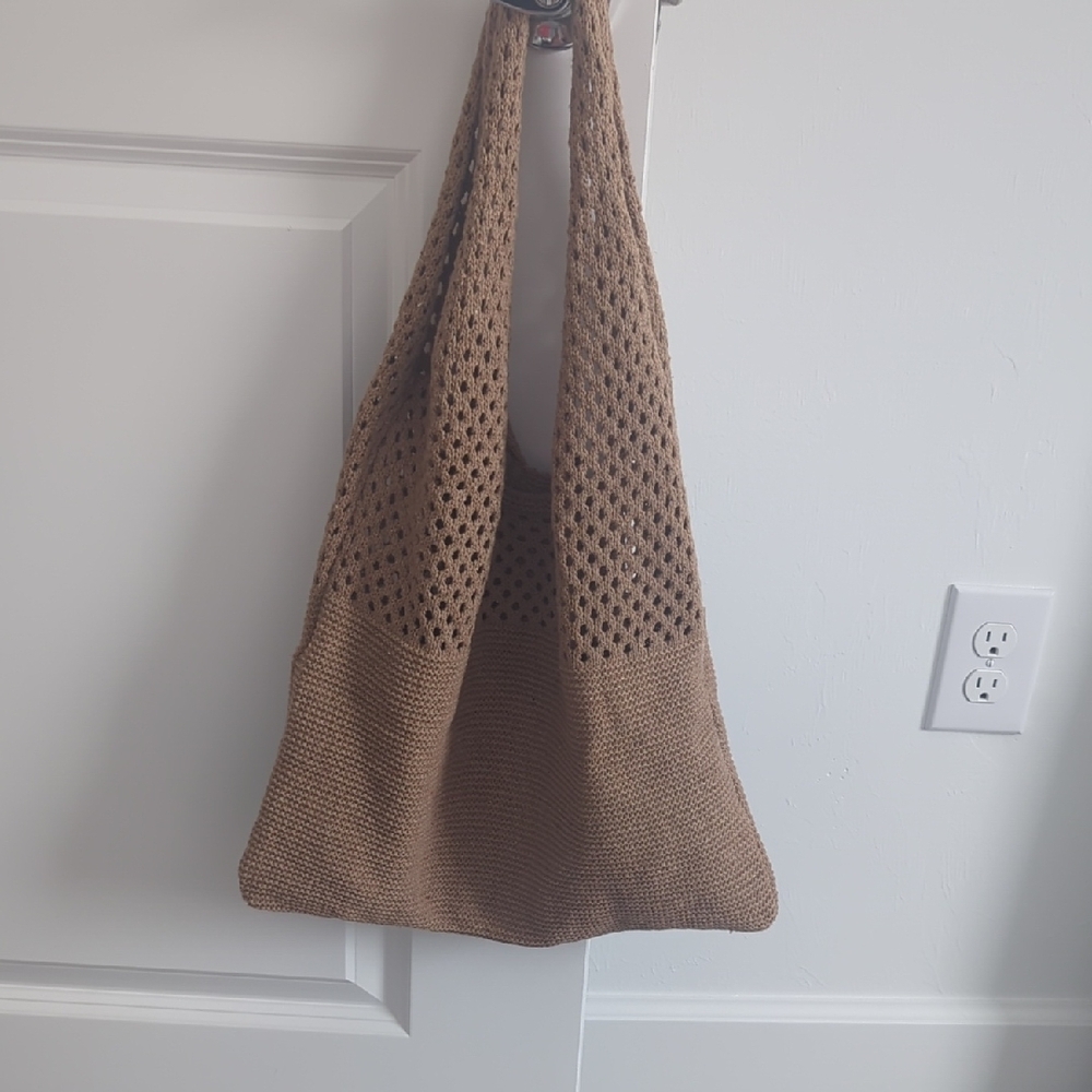 Brown Mesh Tote Bag - Picture 6 of 7